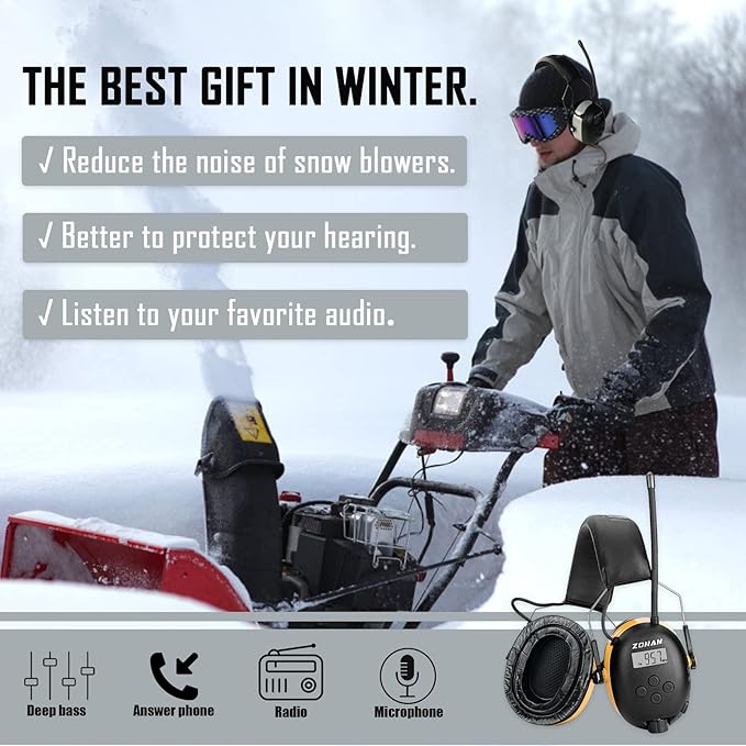 ZOHAN AM/FM Radio Headphone with Digital Display,Ear Protection Noise Reduction Earmuffs,Comfortable Hearing Protector