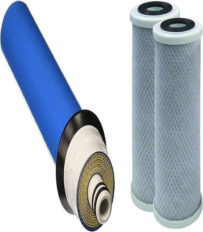 CFS – Carbon Water Filter Cartridges and 50 GPD RO Membrane Compatible with Rainsoft UF50, UF50T & UF50N Models – 5 Micron Replacement Filter – Removes Bad Taste & Odor – Whole House Filter – 3 Pack