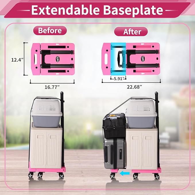 Folding Hand Truck Lightweight Hand Truck Dolly Foldable,Luggage cart with 6 Rotate Wheels, Utility Cart with Adjustable Handle,Collapsible Dolly for Moving (Pink)