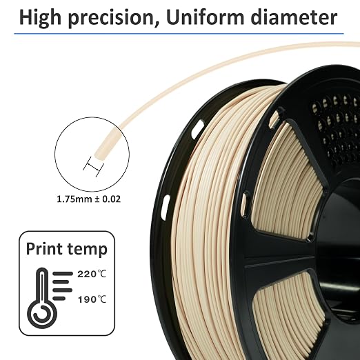 GIANTARM PLA Filament,Beige 3D Printer Filament 1Kg(2.2lbs) Spool,1.75mm Dimension Accuracy +/- 0.03mm,Fit Most FDM 3D Printers