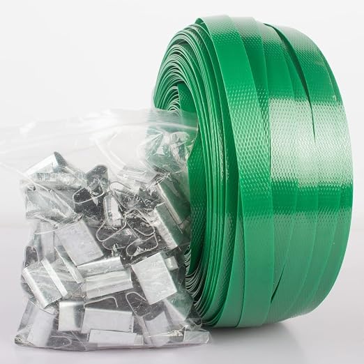 Heavy Duty Pallet Packaging Strapping Tool,Banding Strapping Kit, Strapping Tensioner Tool, Sealing Tool, 1/2" x 320’Polyester (PET) Strapping Roll, 100 pcs Open Metal Clips for Packing