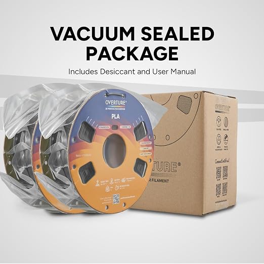 OVERTURE PLA Filament 1.75mm PLA 3D Printer Filament, 2kg Cardboard Spool (4.4lbs), Dimensional Accuracy +/- 0.02mm, Fit Most FDM Printer (White 2-Pack)