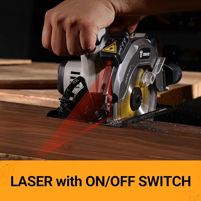 DEKOPRO 20V Cordless Circular Saw, 6-1/2-Inch Blade, 4500 RPM Circular Saw Cordless with 2 Battery and Charger( 4.0Ah )