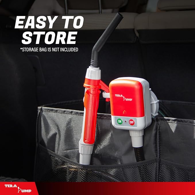 TERA PUMP TRFA02-MTX-XL Fuel Transfer Pump (2.5 GPM), AA Battery Powered Gas Can Pump, Flow Control Nozzle w/Universal Adapter + Utility Jug Adapter for Gas Diesel E85 E15-4.25ft Heavy-Duty Hose