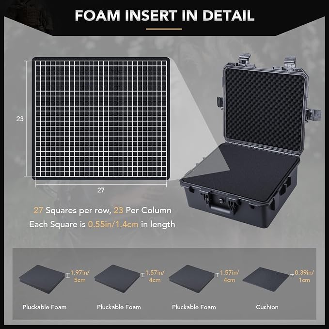 Lykus HC-4120 Waterproof Hard Case with Foam, Interior Size 16.1x14.2x7.5 inch, Suitable for camera,projector,electronic equipment and more