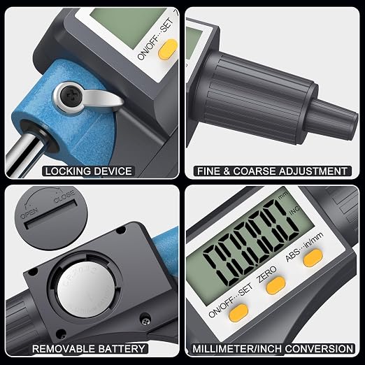 HDLKNAK Digital Micrometer, Outside Micrometer Precision Measuring Tool, 0-1"/0-25 mm, Inch/Metric 0.00005"/0.001 mm, Machinist Thickness Gauge Tool, Large LCD Display