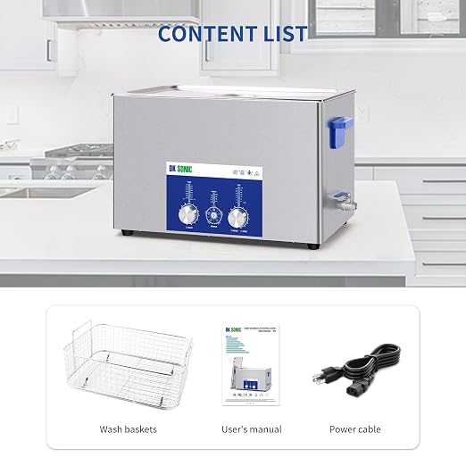 DK SONIC Ultrasonic Cleaner 30L 600W, Ultrasonic Carburetors Cleaner with Power Adjustable Encoded Control and Five Modes for Parts,Circuit Board,Engines Cleaning