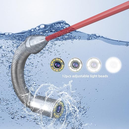 Sanyipace Sewer Camera Probe with Self-Leveling, 512Hz Sone, 1080P FHD Borescope, 12 PCS LED Lights, Plumbing Accessories, IP68 Waterproof (ONLY for Sanyipace Sewer Camera, Model: S610ASMKTCP)