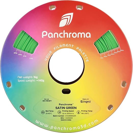 Polymaker Panchroma Satin PLA Filament 1.75mm for 3D Printing, 1kg, Green | Neatly Wound, Semi-Matte PLA, Easy Print & Smooth Feeding, Compatible with Bambu Lab & Most 3D Printers