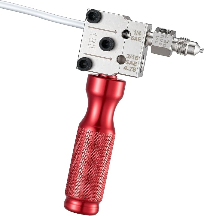 VEVOR Brake Line Flaring Tool Kit, 45° Single & Double Flare Tool for 3/16", 1/4" Copper Tubing - with 2 Forming Dies, Deburring Tool & Toolbox for Automotive Brake Hydraulic Line Repair