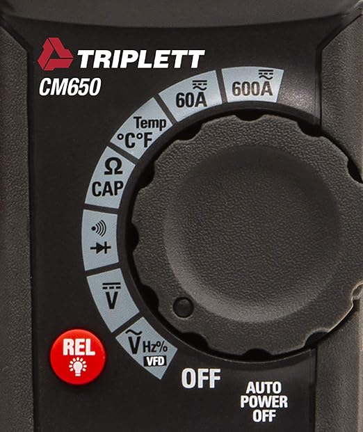 Triplett CM650 True RMS 6000 Count 600A AC/DC Clamp Meter with Inrush