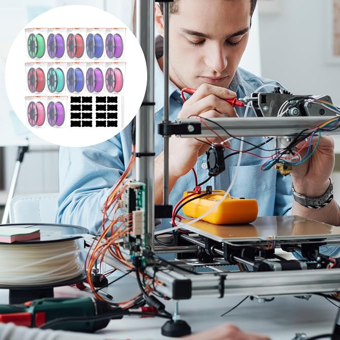 Blushtier 12 Pcs Large Filament Storage Box with Lids 3D Printer Dryer Box Portable Storage with Label for 3D Printing Filaments Sealing and Protection 9.76 * 9.64 * 4.5inch (Orange)
