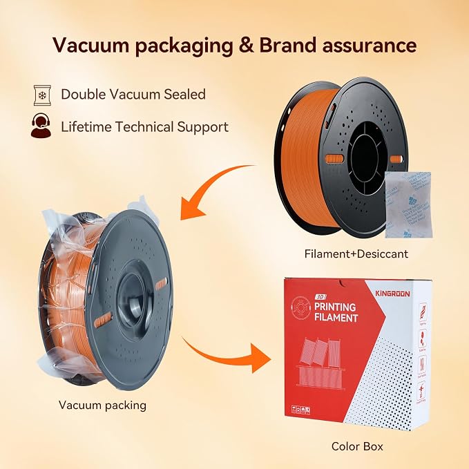 Kingroon Matte PLA Filament 1.75mm 3D Printer Filament Matte Filament 1kg Dimensional Accuracy +/- 0.02 mm (Matte Orange)