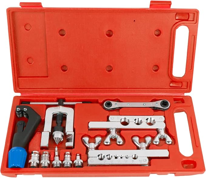 Wostore Flaring Swage Tool Kit for Copper Plastic Aluminum Pipe With Tubing Cutter & Ratchet Wrench