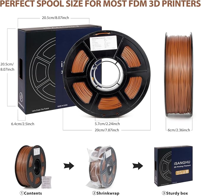 ASA Filament 1.75mm, UV/Heat Resistant/Weather Resistant ASA 3D Printer Filament, Perfect for Printing Outdoor Functional Parts, Brown Filament 1kg(2.2lbs) Spool