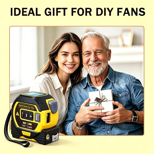 3 in 1 Digital Laser Tape Measure | Laser Level Crosshairs | 130ft/40m Laser Distance + 16ft/5m AutoLock Tape | Backlit LCD Display (Ft/Inch/M/mm & Fractions)