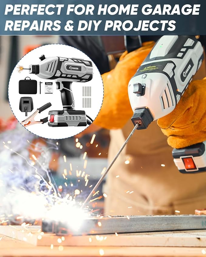Saker Portable Welder Handheld Welding Machine with 5-Level Current Adjustment, IGBT ARC Welder Gun with 40 Welding Rods, 110V Plug & Play for DIY Home Garage Metal Welding