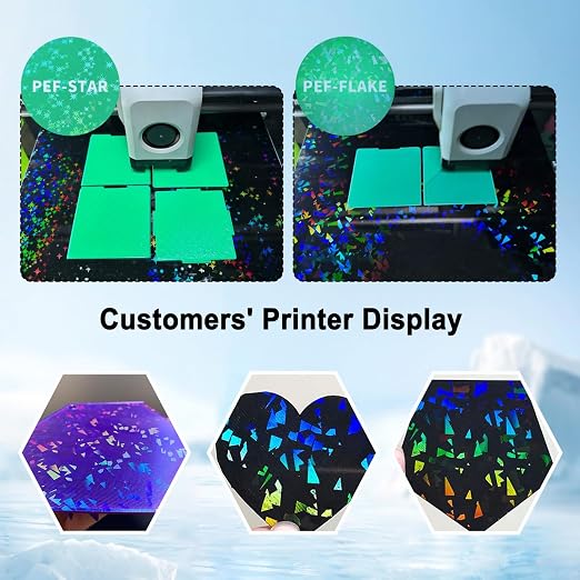 PEF+PEY Holographic Build Plate for Adventurer AD5X/5M/5M Pro, Rainbow Confetti +Galaxy Spring Steel Flexible Platform for Neptune 3 Pro/4, Kobra, Ender 3/3 Pro/3S1/3 v2, CR 20/CR 20 Pro