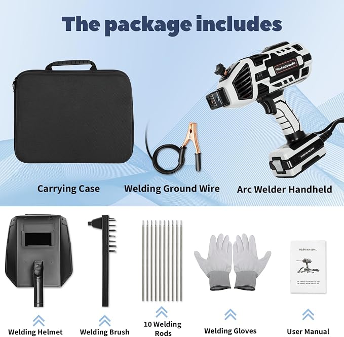 Portable Welding Machine, 110V Handheld Welder Machine with IGBT Inverter 6 Variable Current Adjustment 20-120Amp Output Portable ARC Welding Machine for 1/16"-1/8" All Size Welding Rod