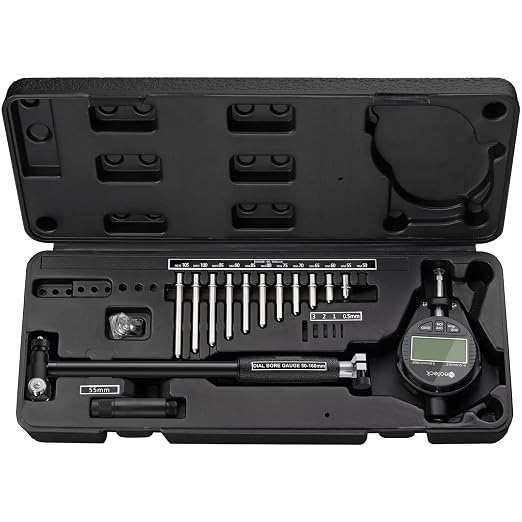 Neoteck Bore Gauge Set Digital Indicator Dial Bore Gauge (2-6"/0.0005") with Self-Centering Dial,Carbide Anvils, Insulated Grips for Deep Engine Cylinder Measurement-Black