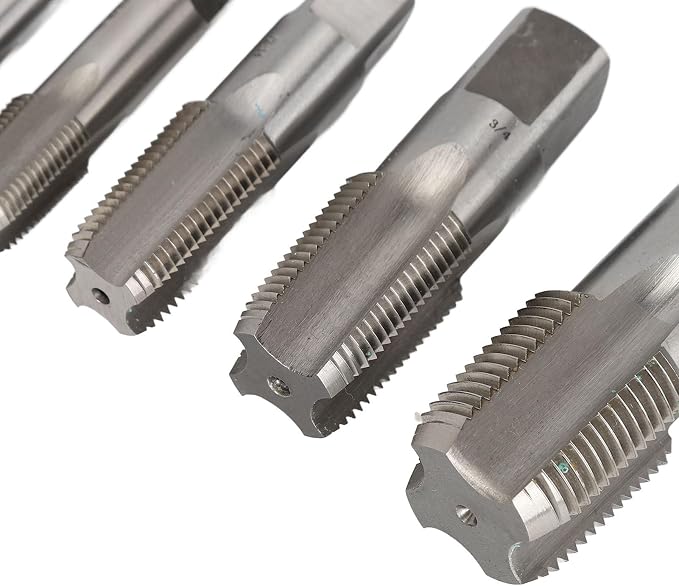 6 Pcs NPT Pipe Tap Set, HSS 1/8-27 to 1-11.5 Taps, 1/4-18, 3/8-18, 1/2-14, 3/4-14, with Durable Case - Ideal for Plumbers & DIY Projects