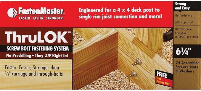 FastenMaster FMTHR614-24 ThruLOK Screw Bolt Fastening System, 6-1/4 Inches, 24-Count,Silver