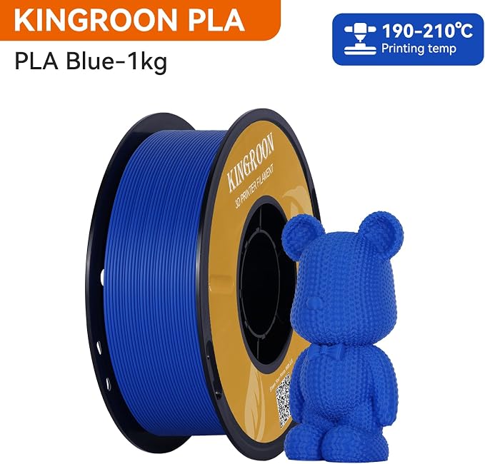 Kingroon PLA 3D Printer Filament, Dimensional Accuracy +/- 0.02 mm, 1 kg Spool(2.2lbs), 1.75 mm,Blue