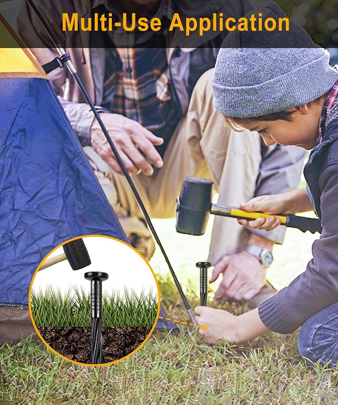 100-Pack-8 Inch Plastic Landscape Stakes, Spiral Nylon Landscape Anchoring Spikes,Edging Spikes for Paver Edging, Weed Barrier, Artificial Turf & More