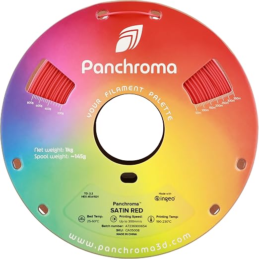 Polymaker Panchroma Satin PLA Filament 1.75mm for 3D Printing, 1kg, Red | Neatly Wound, Semi-Matte PLA, Easy Print & Smooth Feeding, Compatible with Bambu Lab & Most 3D Printers