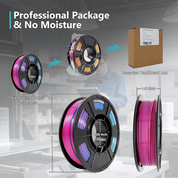 Silk PLA 3D Printer Filament Triple Color Silk PLA Filament 1.75mm 3D Printing Filament Fit Most FDM Printers, 250g Spool(0.55lbs), 3 in 1 Color Red Gold Blue