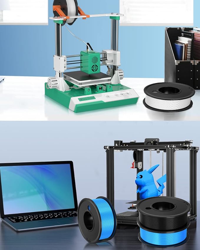 3D Printer Filament PLA 1.75mm 3-D Printing Materials 5 Colors Bundle Print Filiment 1.75 mm White Black Red Blue Purple Dimensional Accuracy ±0.02mm Fillament Spool Vacuum Packaging 250G X 5
