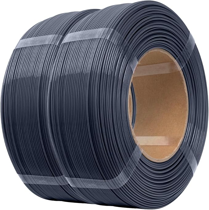 eSUN PLA+ Refilament 1.75mm, 3D Printer Refill PLA Plus, 1KG per Roll, 2 Rolls Spoolless 3D Printing Filament for 3D Printers,Grey