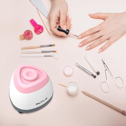 Mini Vortex Mixer 3500RPM, Portable Touch Nail Polish Shaker Glue Shaker, Lab Paint Shaker for Tattoo Ink Acrylic Paint Test Tubes, DC Brushless Motor, 3s Mix, Silicone Cap, 100 Mixing Balls, Pink