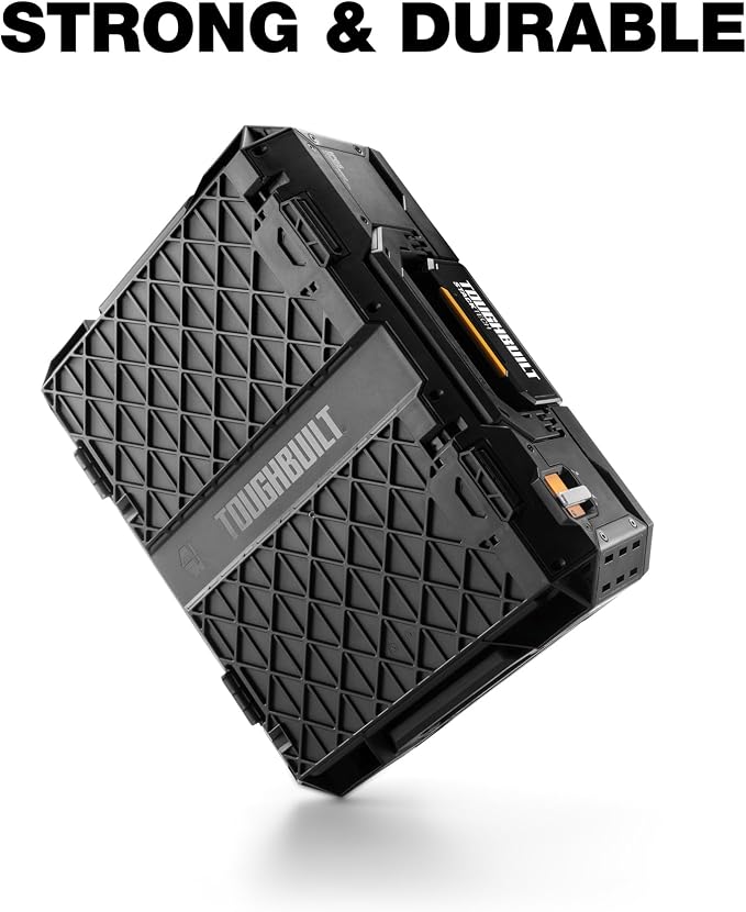 ToughBuilt – StackTech Lockable Tool Box, Modular Storage with Auto-Locking System, IP65 Protection & Accessory Rails (TB-B1-B-30)