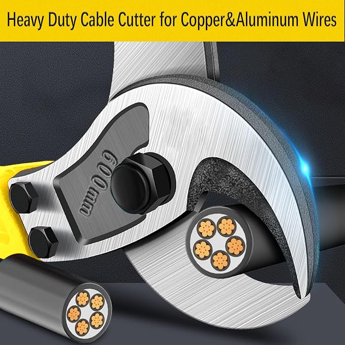 AUPREX 24 Inch Heavy Duty Cable Cutter, Carbon Steel Wire Rope Cutter for Aluminum and Copper Wire Rope, Multi-Functional Labor Saving Long Arm Wire Cutter Pliers with Ergonomic Design
