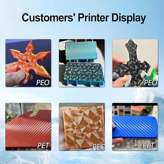 260x271mm PEO PET Build Plate Double Sided Smooth Diamond and Carbon Fiber Heated Print Bed Flexible Platform Print Plate for Elegoo Centauri Carbon 2/Centauri Carbon 3D Printer