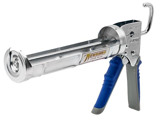 Newborn 960-GTR Super Ratchet Rod Cradle Caulking Gun with Gator Trigger Comfort Grip, 1/10 Gallon Cartridge, 6:1 Thrust Ratio, Silver