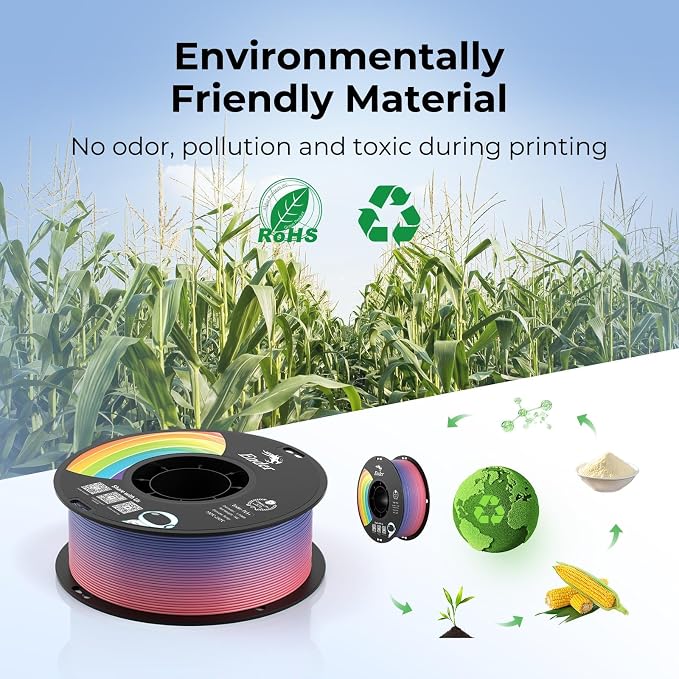 Creality PLA+ Filament 1.75mm 10KG, 3D Printer Filament 10 Pack 1kg Spool,Multi-Color 3D Printing Filament for Most FDM Printers(Black White Grey Rainbow Beige & Apple Green)