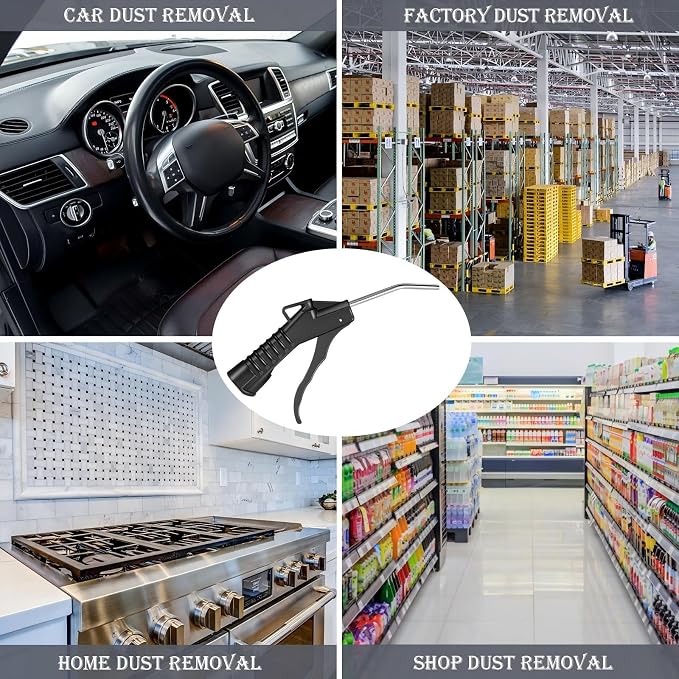 Honoson 2 Pcs Air Nozzle Blower Gun Pistol Grip Air Blow Tool Compressor Accessories for Industrial Household Mechanics (Black)