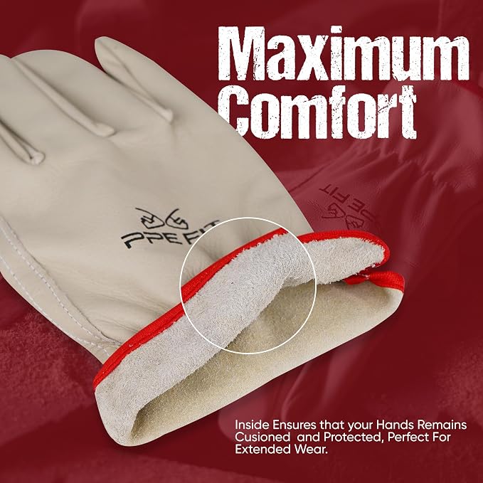 12 Pairs Leather Work Gloves, Durable Hand Protection for All Environments, Perfect for Industrial & Residential Use