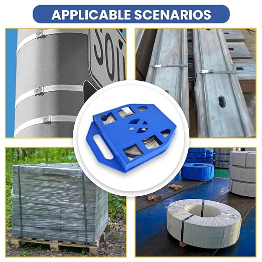 Steel Banding S304 Stainless Strapping - Steel Band Strapping Coil 100Feet * 3/4" Wide * 1/32" Thick Blue Plastic Tray for High-tensile Package Strapping Bunding Packaging