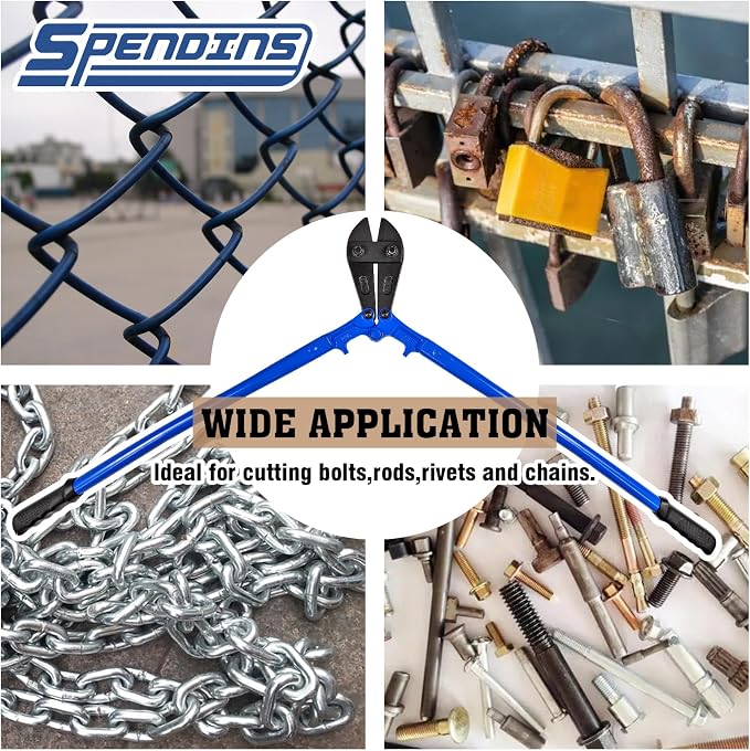 36 IN Bolt Cutter with Drop Forged Cr-Mo Alloy Steel Blades,with Ergonomic Handle,Heavy Duty Metal Cutter for Rebars, Chains, Locks, Wires, Bolts, Fence.