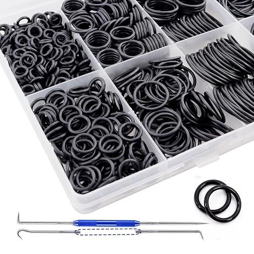 XBVV 420 Pcs Hydraulic O-Ring Kit for ORS/ORFS Flat Face Fittings 9 Size Buna-N 70A O-Ring Seal Kit with Pick for Hydraulic Fittings,SAE J1453 Fittings,Hydraulic Pumping,Size 1/4″-2″