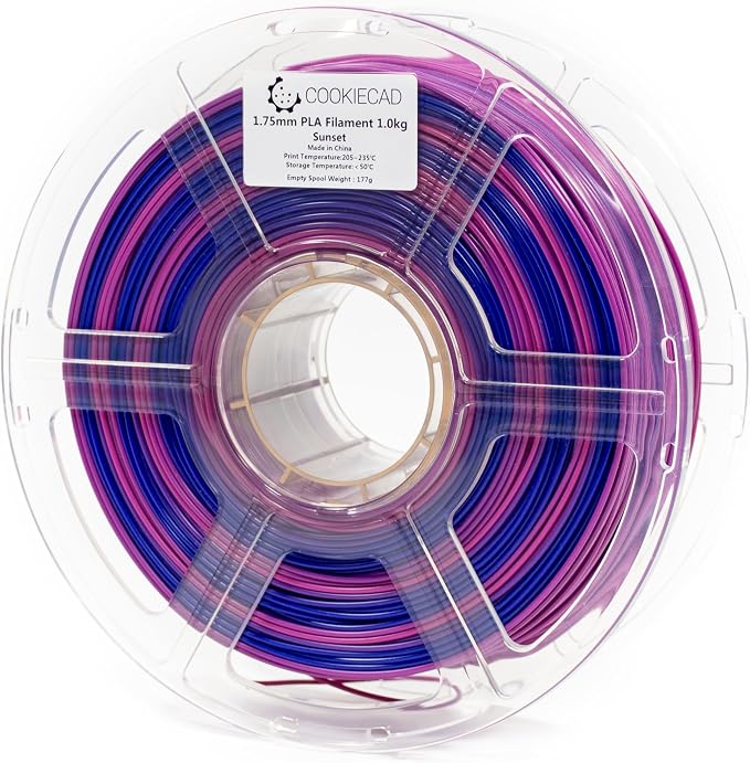 Cookiecad PLA Filament 1.75mm 1kg Rainbow Multicolor 3D Printer Filament - Sunset PLA