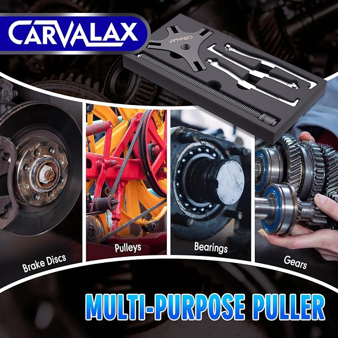 CARVALAX Gear Puller 7 Ton, Heavy Duty CR-V Steel 2 & 3 Reversible Jaw Bearing/Pulley Puller – Professional Automotive & Industrial Tool for Mechanics, DIYers