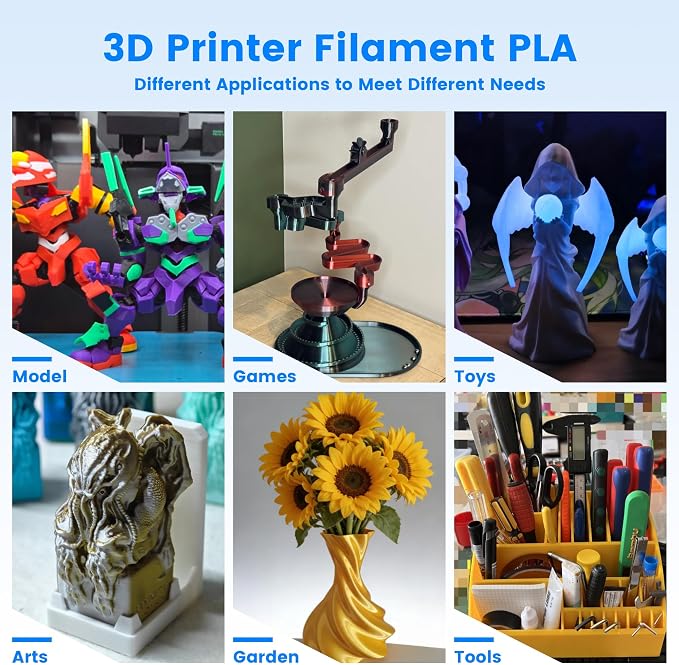 MIKA3D 3D Printing Filament Silk Color Change PLA, 1.75mm Silk 2 Color Change PLA Filament 8 Spools Bunlde, 8 Most Popular Color Change Shiny PLA Mixed, 0.25kg/Spool, Total 2kg 3D Printing Silk PLA