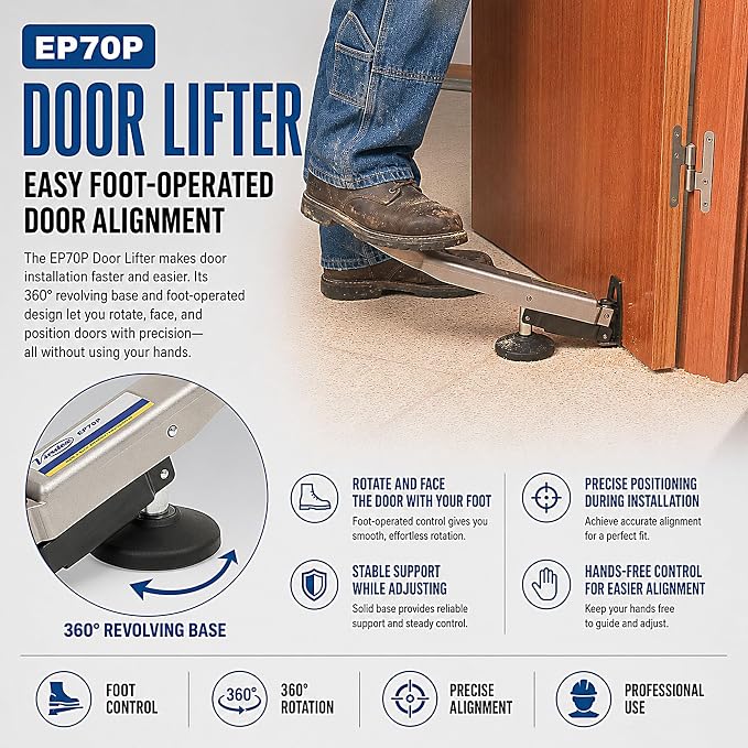 Virutex Door Lifter EP70P, 1 kg, Adjustable Frontal Platform, Lightweight Design, Support Surface Stability