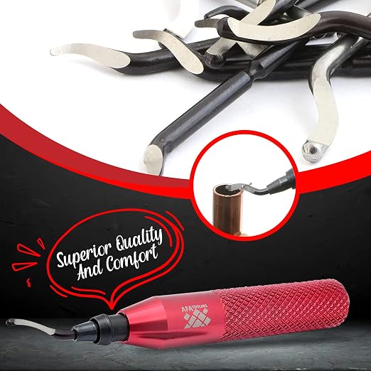 AFA Tooling - Deburring Tool with 41 High Speed Steel Blades - Works on Metal, Resin, PVC Pipes, Copper, Plastic and 3D Printed Edges - Plumbing & 3D Printing Burr Removal Reamer Tool