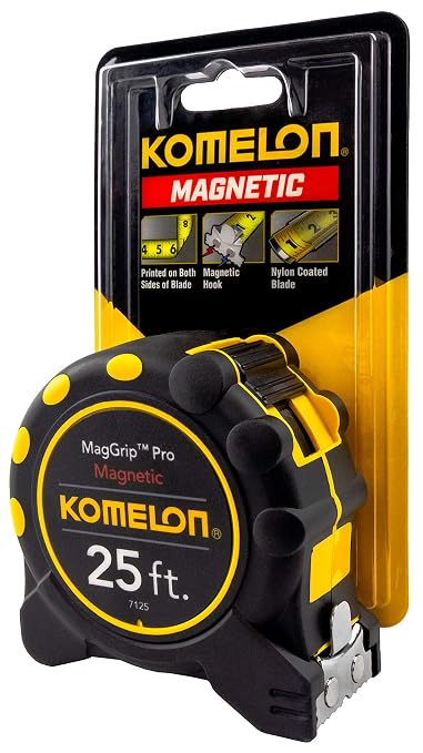 Komelon 7125 Monster Maggrip 25-Foot Measuring Tape with Magnetic End, Yellow, 25ft- Blade
