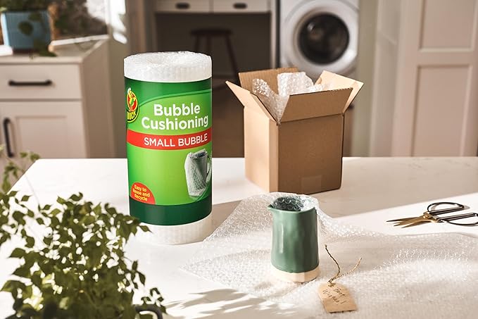 Duck Brand Small Bubble Cushioning Wrap for Moving & Shipping - 30 FT Bubble Packing Wrap for Extra Protection Packaging Boxes & Mailers - Clear Bubble Roll Moving Supplies, Perforated Every 12 IN